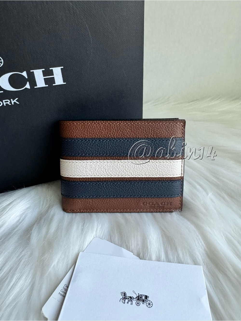 NWT Coach Slim Billfold Leather Wallet Saddle Color